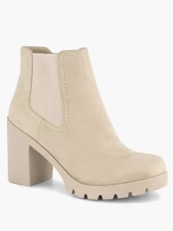 Beige Ankle Boot Heel