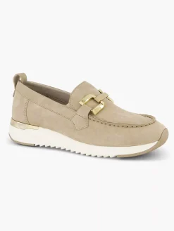 Beige Leather Comfort Slip-On