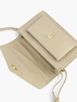 Beige Leather Shoulder Bag