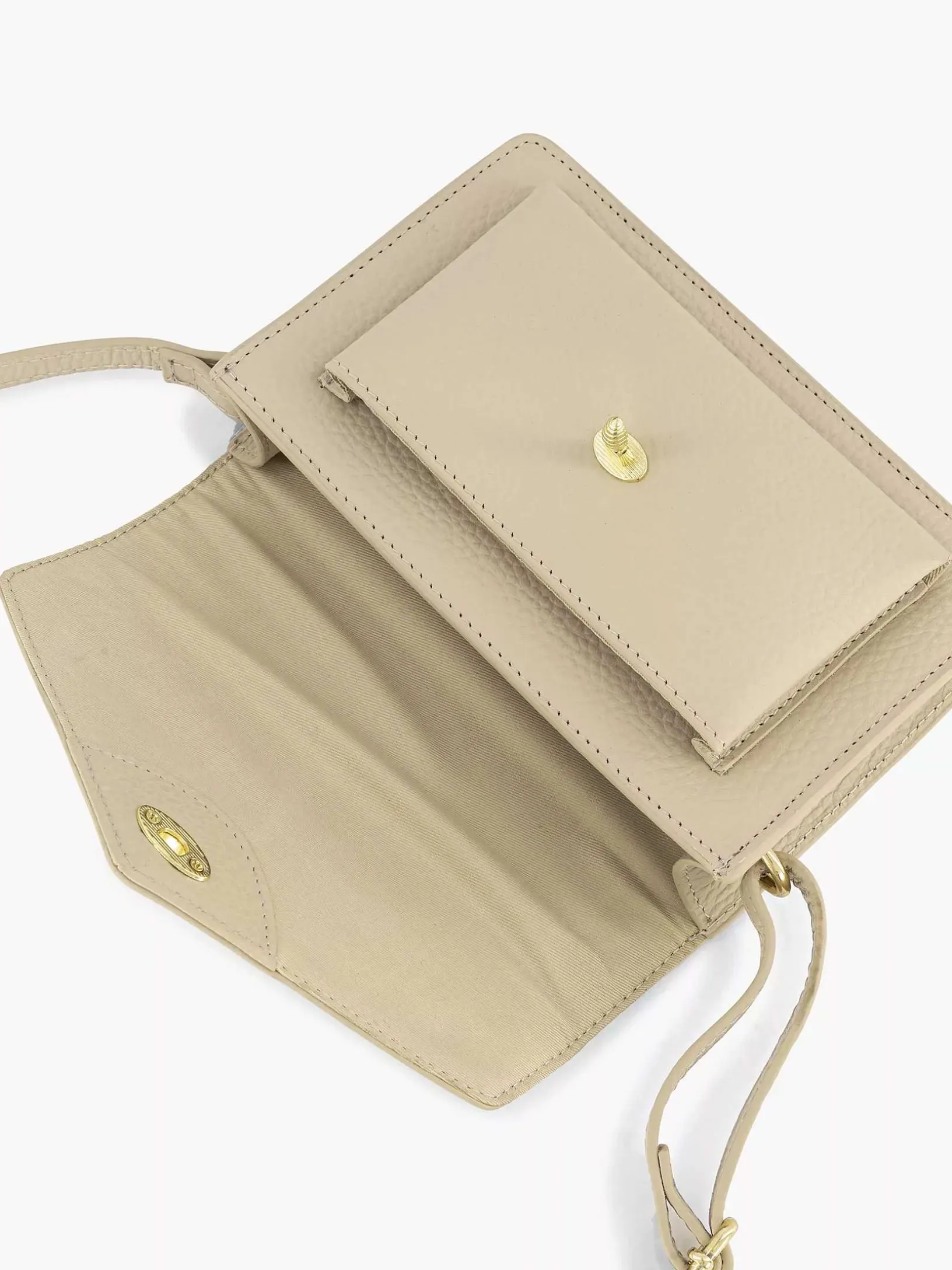 Beige Leather Shoulder Bag