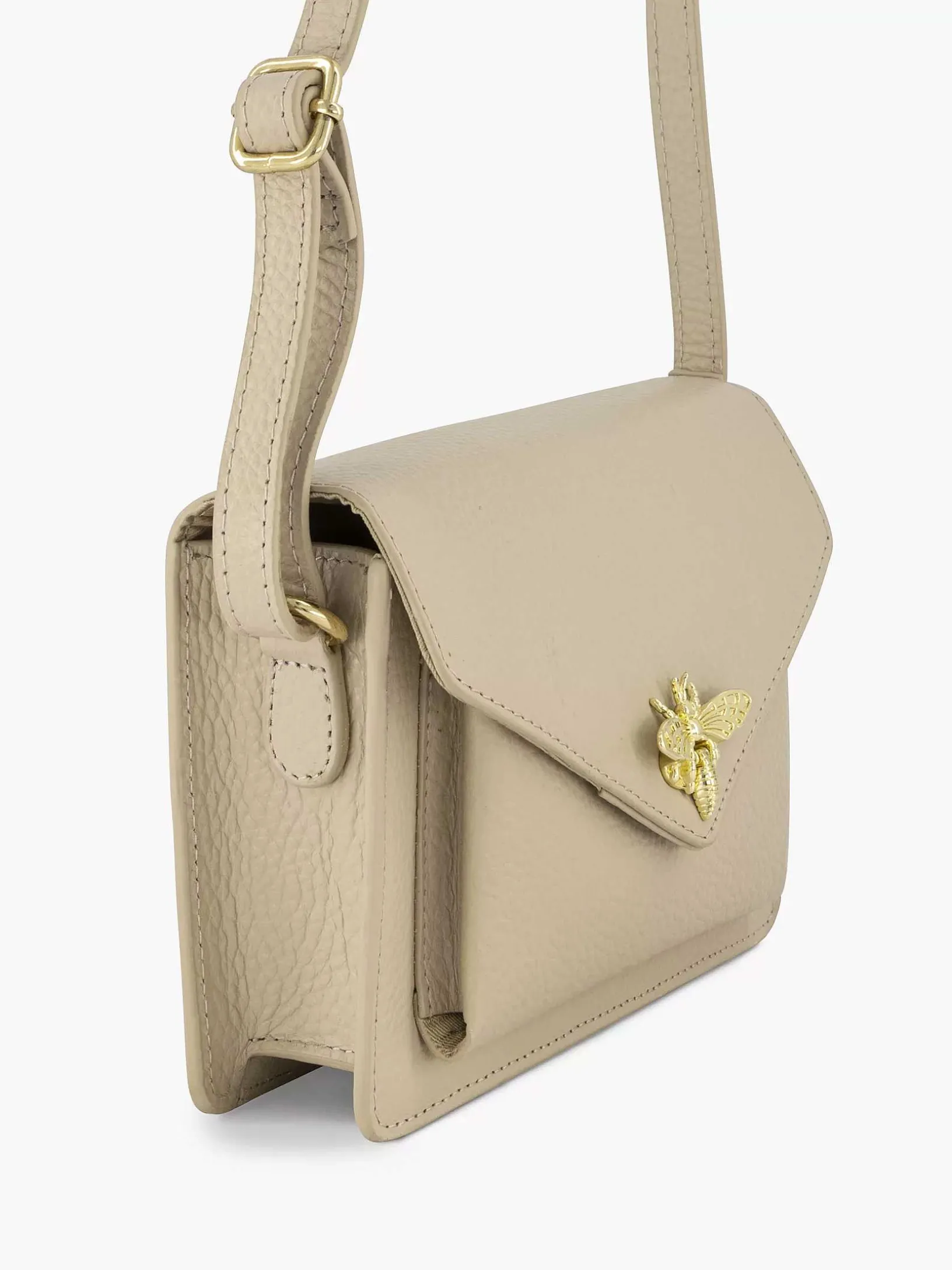 Beige Leather Shoulder Bag