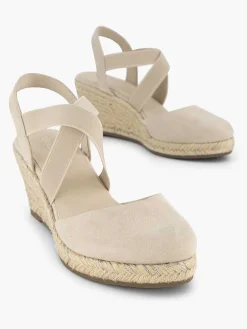 Beige Slingback Wedge Heel