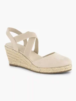 Beige Slingback Wedge Heel