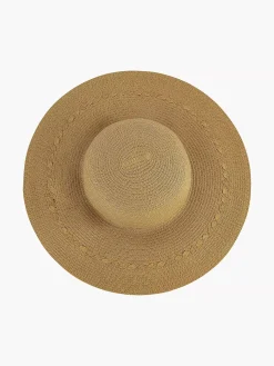 Beige Wicker Beach Hat