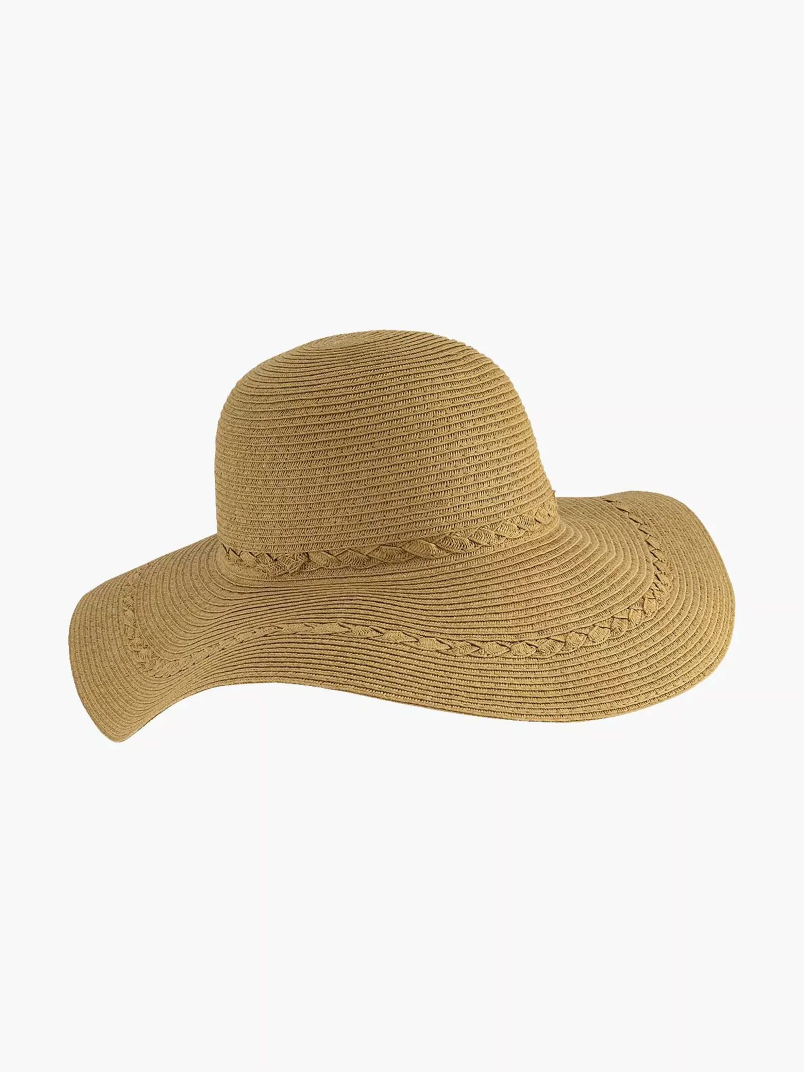 Beige Wicker Beach Hat