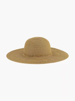 Beige Wicker Beach Hat