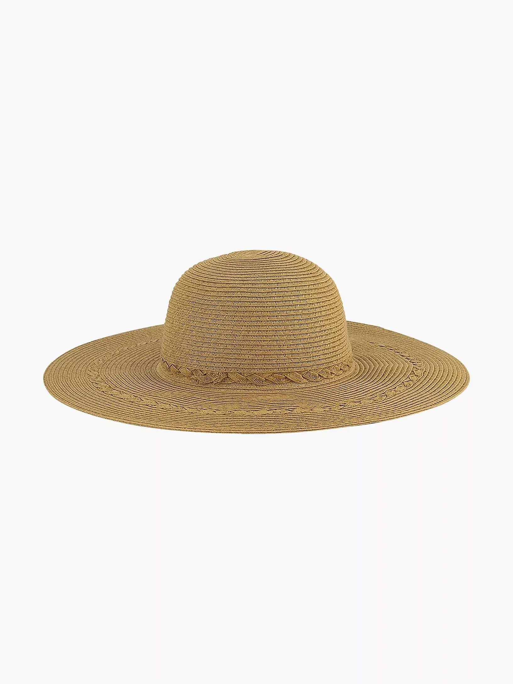 Beige Wicker Beach Hat
