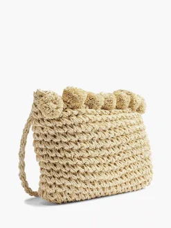 Beige Wicker Shoulder Bag