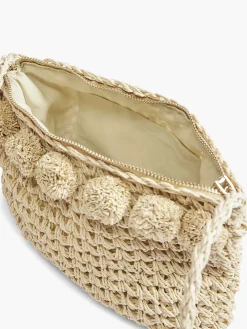 Beige Wicker Shoulder Bag