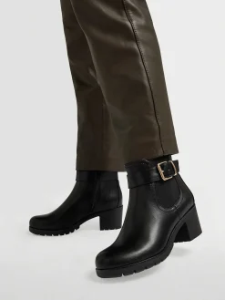 Black Ankle Boot Decorative Buckle