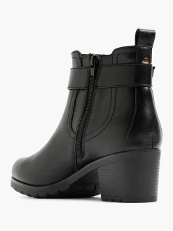 Black Ankle Boot Decorative Buckle