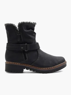 Black Ankle Boot Warmly Lined