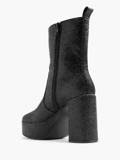Black Ankle Boots Heel Glitter