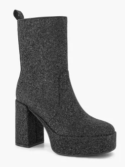 Black Ankle Boots Heel Glitter