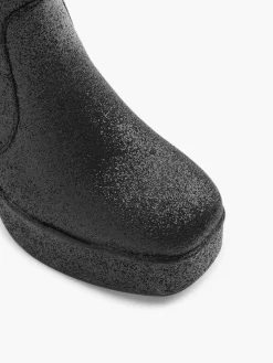 Black Ankle Boots Heel Glitter