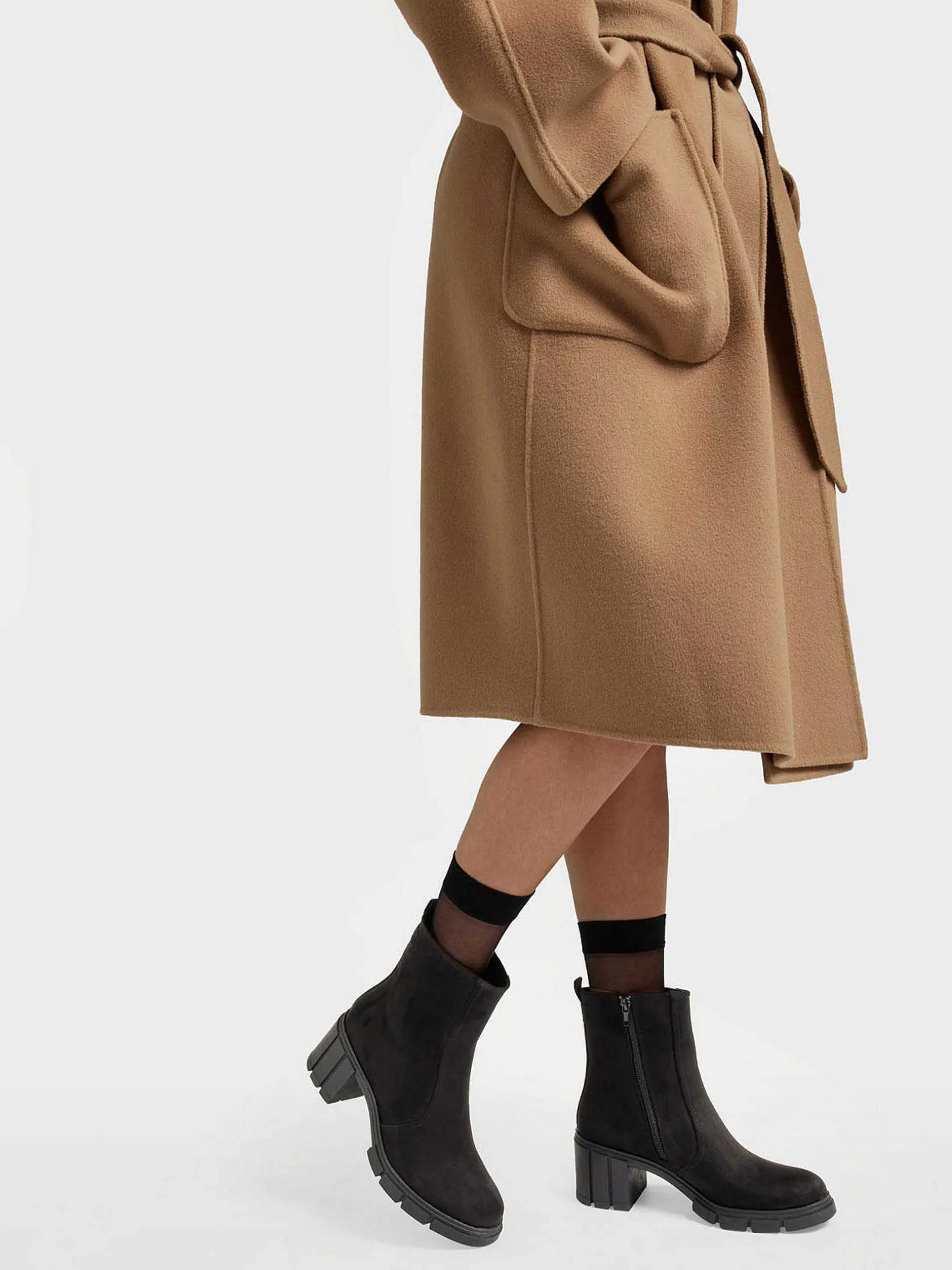 Black Chunky Ankle Boots Heel