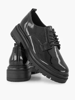 Black Chunky Lace-Up Shoe Lacquer