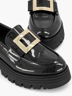 Black Chunky Loafer Patent