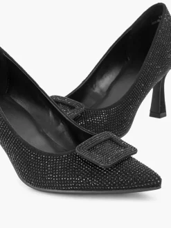Black Glitter Pump Buckle