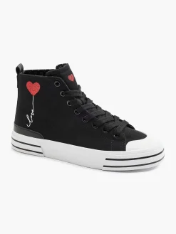 Black High Canvas Sneaker Heart