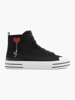 Black High Canvas Sneaker Heart