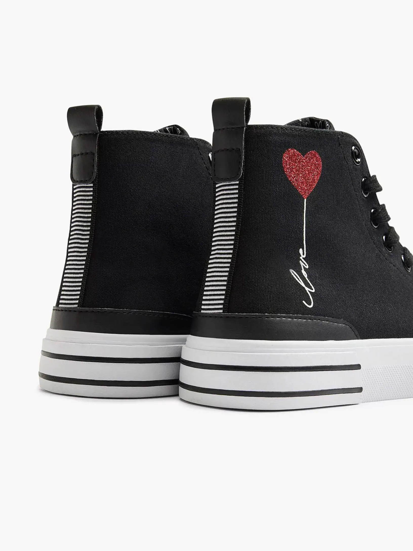 Black High Canvas Sneaker Heart