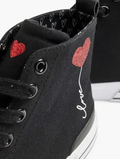 Black High Canvas Sneaker Heart