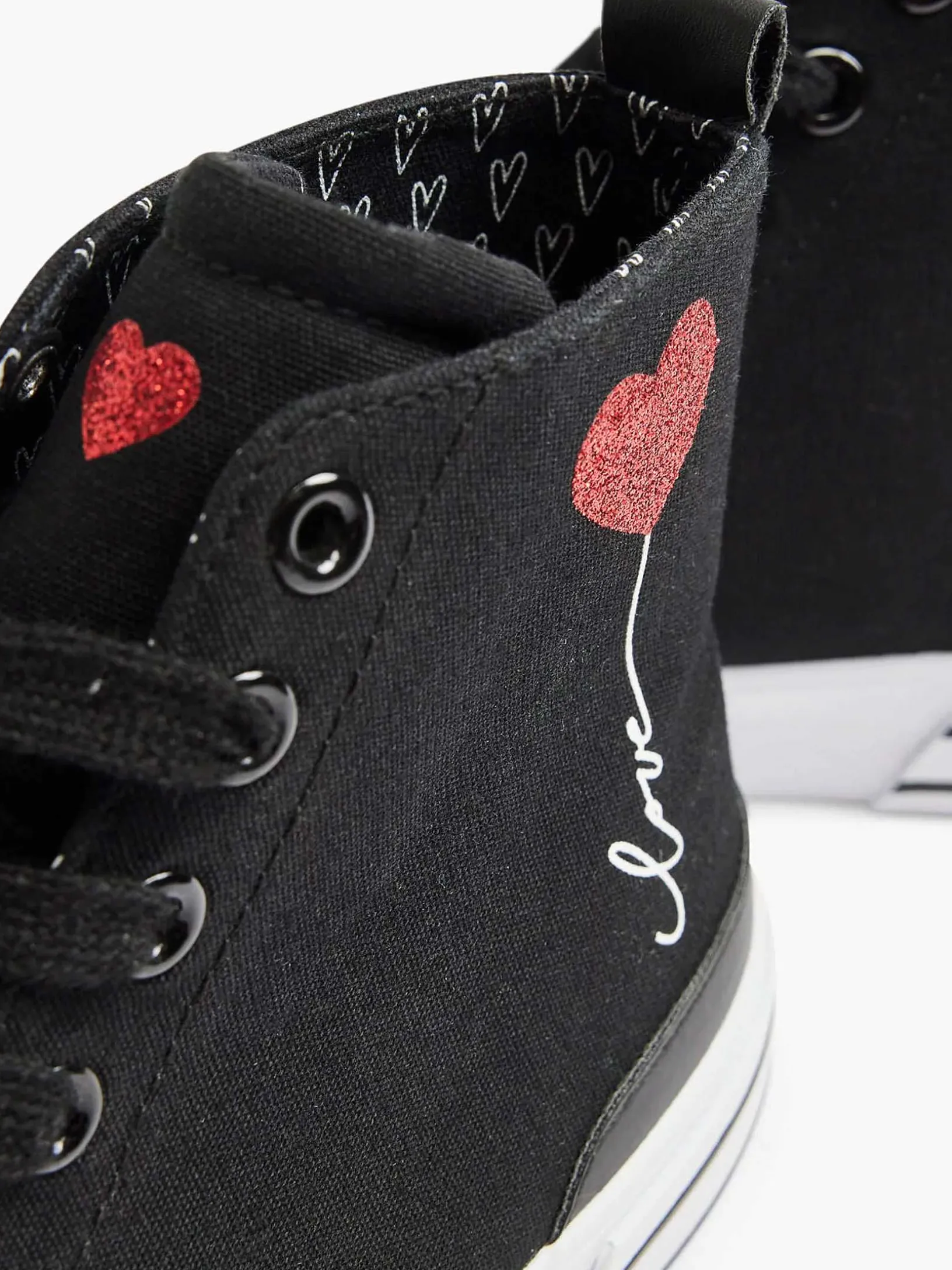 Black High Canvas Sneaker Heart