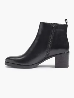 Black Leather Ankle Boots Heel