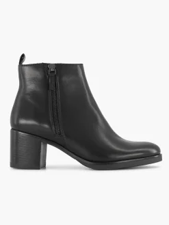 Black Leather Ankle Boots Heel