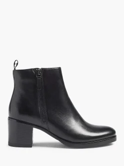 Black Leather Ankle Boots Heel