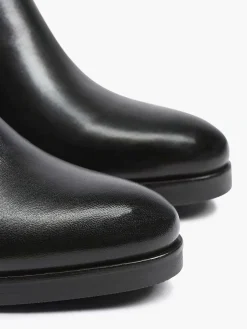 Black Leather Ankle Boots Heel