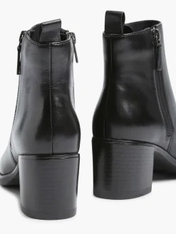 Black Leather Ankle Boots Heel