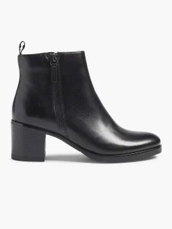 Black Leather Ankle Boots Heel