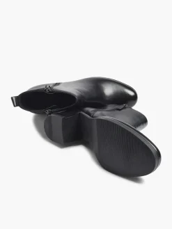 Black Leather Ankle Boots Heel