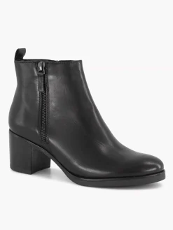 Black Leather Ankle Boots Heel