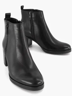 Black Leather Ankle Boots Heel