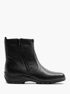 Black Leather Comfort Ankle Boot