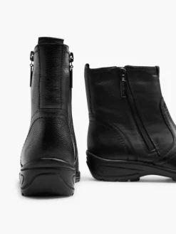 Black Leather Comfort Ankle Boot