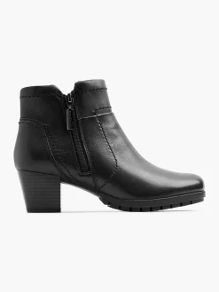 Black Leather Comfort Ankle Boot Heel
