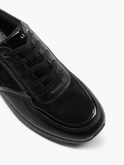 Black Leather Comfort Lace-Up Shoe