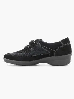 Black Leather Comfort Slip-On Velcro