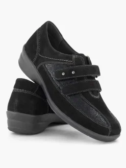 Black Leather Comfort Slip-On Velcro