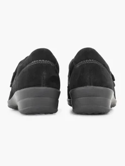 Black Leather Comfort Slip-On Velcro