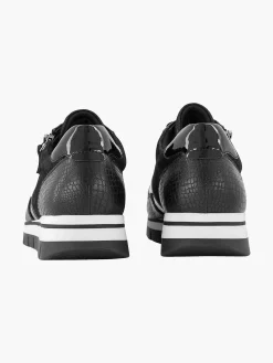 Black Leather Comfort Sneaker Croco