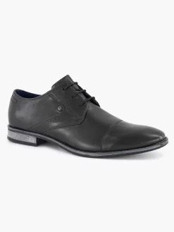 Black Leather Lace-Up Shoe