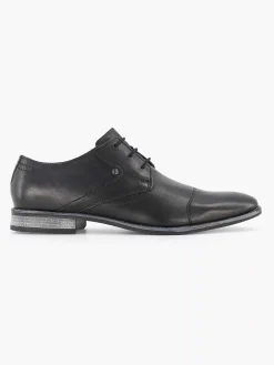 Black Leather Lace-Up Shoe