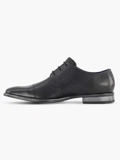 Black Leather Lace-Up Shoe