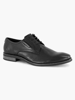 Black Leather Lace-Up Shoe