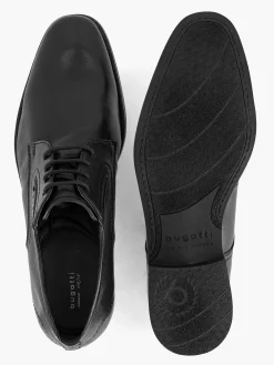 Black Leather Lace-Up Shoe